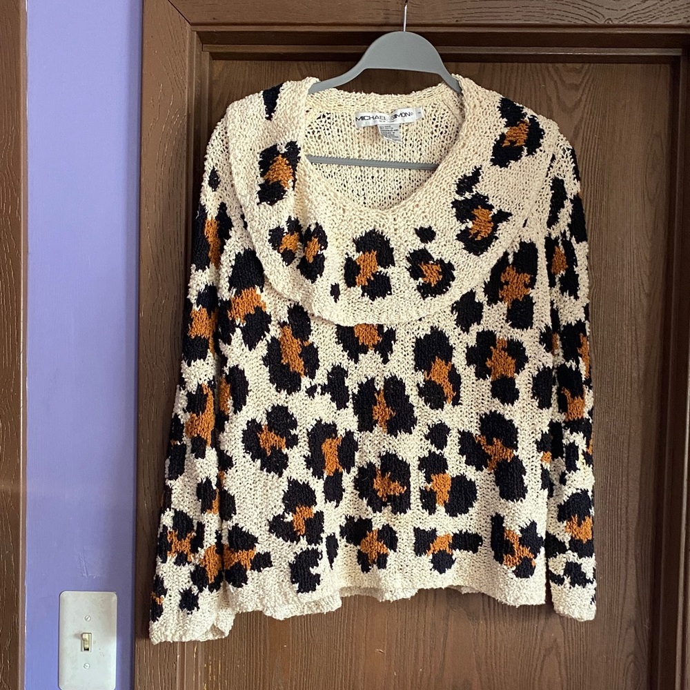 Michael Simon Animal Print Cowl Neck Sweater. Size is “2” but it also med/large